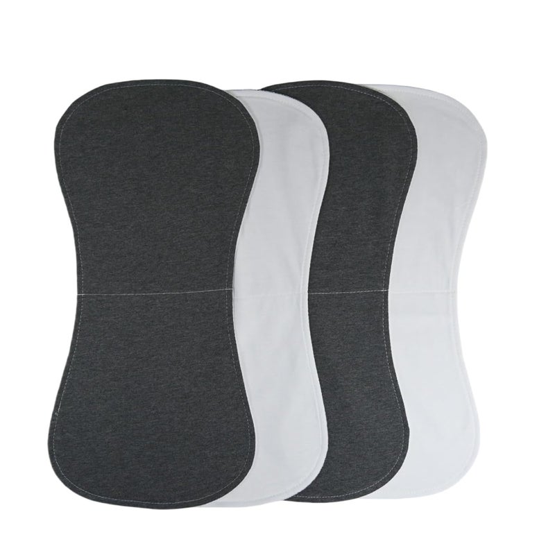 Arnzion Baby Burp Cloths Baby Burp Set Curved Absorbent and Soft Valuable 4 Pack (Grey White) - Image 2